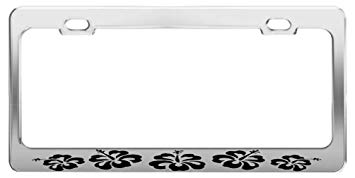 Product Express Hibiscus Flower Animal Pictures Funny Chrome Steel License Plate Frame TAG Holder