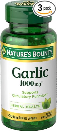 Nature's Bounty Garlic 1000 mg, 100 Odorless Softgels (Pack of 3)