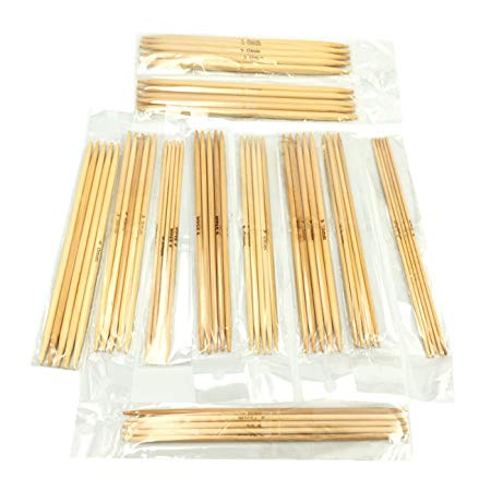 Yansanido 5 Sets of 11 Sizes 5'' (13cm) Double Pointed Carbonized Bamboo Knitting Kits Needles Set (2.0mm-5.0mm) (5'' set 11)