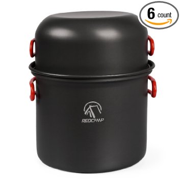 REDCAMP Camping Cookware Mess Kit with Stove,800/1200ml for 1-2 Person Ultralight & Foldable Backpacking CookSet, Free Sporks/Tripod