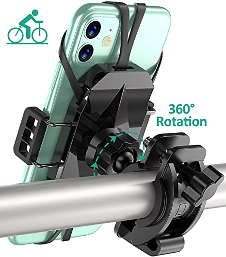 Bovon Bike Phone Mount with 360 Rotation, Anti-Shake Adjustable Motorcycle Phone Mount for Bicycle & Scooter, Compatible with iPhone SE/11 Pro Max/11 Pro/11/XS/XS Max/XR/8, Samsung S20/S20 Plus