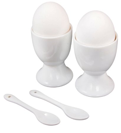 Ceramic Egg Cups with Spoons (4 Piece Set)