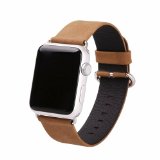 Apple Watch Band eLander8482 Top-grain Leather Band Strap with Stainless Metal Clasp for Apple Watch All Models 42mm Suede Leather - Light Brown