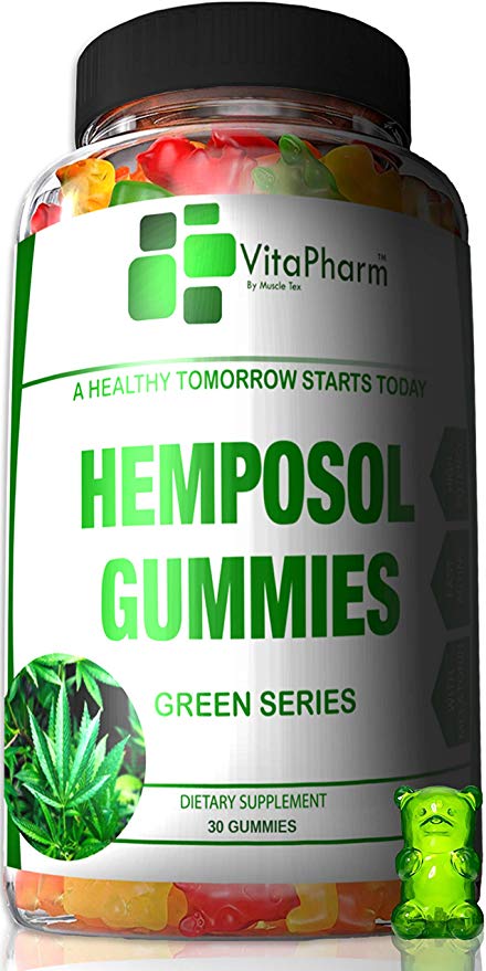 HIGH Potency HEMPOSOL Gummies with Melatonin | Natural Hemp Gummy Bears | Hemp Oil Extract for Pain Relief | Better Sleep |Pure for Pain, Anxiety & Stress Relief | Hemp Candy Supplements | VitaPharm