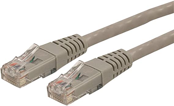 StarTech.com 20ft CAT6 Ethernet Cable - Gray CAT 6 Gigabit Ethernet Wire -650MHz 100W PoE   RJ45 UTP Molded Category 6 Network/Patch Cord Fluke Tested UL/TIA Certified (C6PATCH20GR)