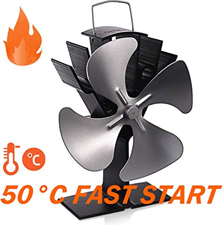 TACKLIFE Stove Fan, 4 Blades Fireplace Fan,Heat Powered for Hot Air Circulation, Super Quiet and Energy Efficient, Ideal for Large Space on Log/Wood Burner/Stove/Fireplace FPF01A