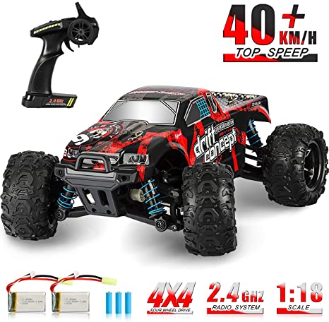 Remote Control Car,1:18 Scale RC Racing High Speed Car,4WD All Terrains Waterproof Drift Off-Road Vehicle,2.4GHz RC Road Monster Truck Included 2 Rechargeable Batteries,Toy for Boys Teens Adults