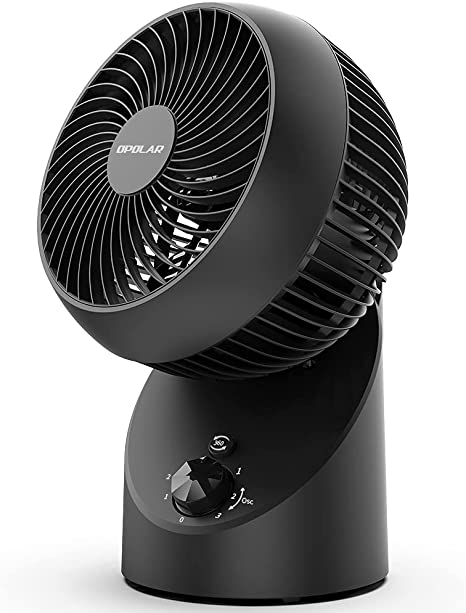 OPOLAR 2021 Whole Room Air Circulator Fan, 360°Oscillating, Stronger Wind, Whisper Quiet Operation, Electric Floor Table Top Circulating Fan for Bedroom - Black, ACF101-U