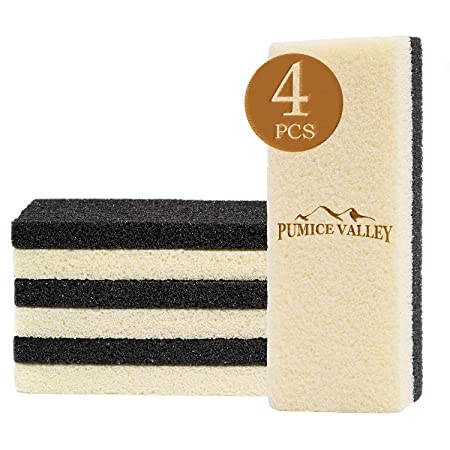 Pumice Stone for Feet 4 Pack - Double-Sided Hygienic Foot Scrubber for Callus, Rough or Dead Skin Removal - Foot Buffer for Exfoliating Heels, Toes, Hands, and Body - Ultimate Pedicure Pumice Sponge