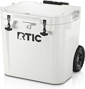 RTIC 45 QT Wheeled Ultra-Tough Cooler Hard Insulated Portable Ice Chest Box for Beach, Drink, Beverage, Camping, Picnic, Fishing, Boat, Barbecue, Rotomolded Construction