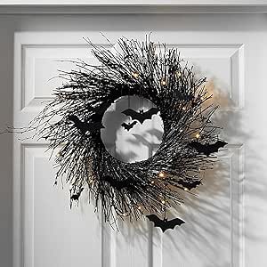 Halloween Wreaths Fall Front Door Wreath, Autumn Wreath Leg Garden Garland Spooky Holiday Artificial Colorful Handmade (Color 2, One Size)