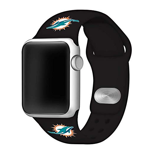 Game Time Miami Dolphins Silicone Sport Band Compatible with Apple Watch - Band ONLY (42mm/44mm)