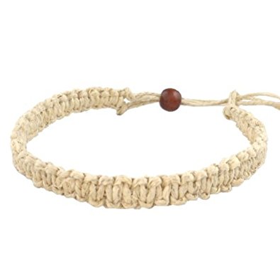 Hawaii Hemp Handmade Bracelet or Anklet with Hawaiian Koa Wood Bead
