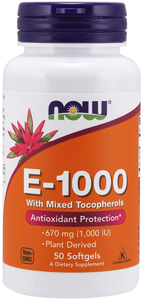 NOW Supplements, Vitamin E-1,000 IU Mixed Tocopherols, Antioxidant Protection*, 50 Softgels