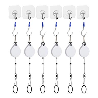 Kiwi Desig 6 Packs Retracable VR Cable Managment | Ceiling Suspension System for HTC Vive and HTC Vive Pro Virtual Reality/Oculus Rift/Playstation VR/Microsoft MR VR Accessories (White)