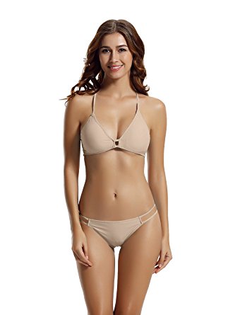 zeraca Women's Strappy Cross Criss Triangle Bikini Bathing Suits