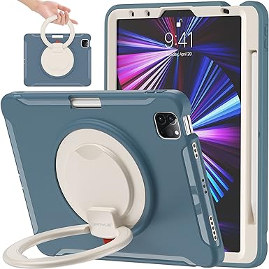 BATYUE iPad Air 5th/4th Generation Case 10.9 inch (2022/2020), iPad Pro 11" 4th/3rd/2nd/1st Gen Case (2022/2021/2020/2018), with Pencil Holder Kickstand, Cornflower Blue