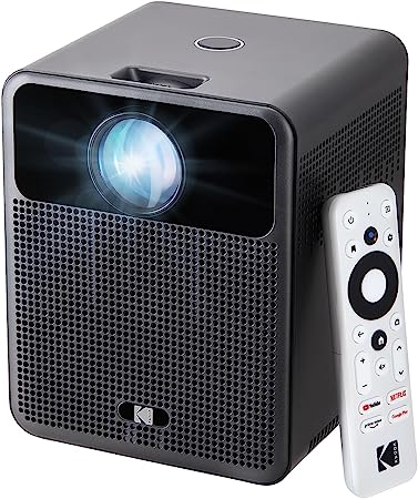 KODAK FLIK HD10 Smart Projector | Android TV 1080P FHD Video Projection System with Google Assistant, Wi-Fi, Bluetooth 5.0, HDMI, USB, Aux & Built-in dual 5W Speakers | iOS & Android