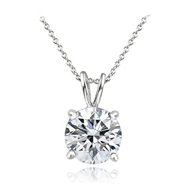 Flashed Silver Over Sterling Silver 100 Facets Cubic Zirconia Necklace