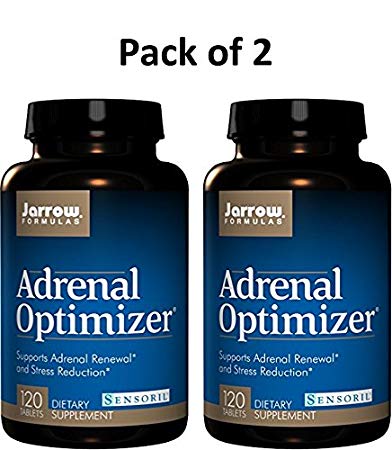 Jarrow Formulas Adrenal Optimizer, Supports Adrenal Renewal and Stress Reduction, 120 Tabs (Pack of 2)