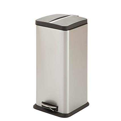 HoneyCanDo 30L Square Step Trash can, 30-Liter 8-Gal, Stainless