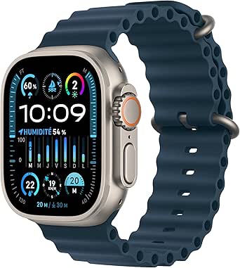 Apple Watch Ultra 2 (49 mm GPS   Cellular) Smartwatch avec boîtier en Titane Robuste et Bracelet Océan Bleu. Suivi de l’activité Physique, GPS Haute précision, autonomie Extra-Longue durée