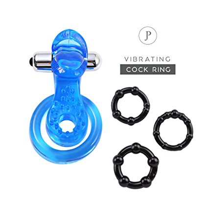 Ultimate Dual Pleasure Vibrating Cock Ring with Tension Enhancement for Him and Clit Flickering Tongue for Her - Free Silicone Cock Ring Set Included