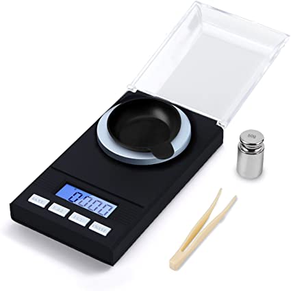 Hotloop Premium High Precision Digital Milligram Scale, 50 x 0.001g Reloading Jewelry Scale with Case, Tweezer, Calibration Weight and Weighing Pan, Pocket Size, Black
