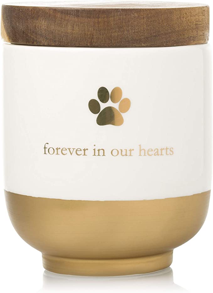 Pearhead Pet Ceramic Urn, Pet Memorial, Pet Loss, Gold