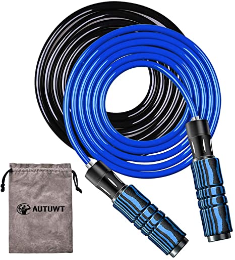 Weighted Skipping Rope Set [6MM Rope & Plus 9MM Rope],Adjustable Jump Rope,Foam Wraps Around Aluminum Handles,For Cardio, Boxing and MMA, Endurance Training, Fitness Workouts, Jumping Exercise