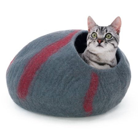 Frontpet Felt Cat Cave- 100% New Zealand Merino Wool. Handmade All Natural Extra Soft & Comfortable Large Bed Cat Bed Pod