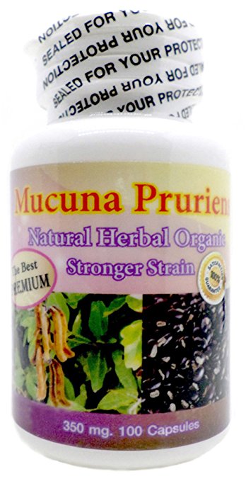 The Best Premium Mucuna Pruriens L-Dopa Extract 100% Organic Natural Herbal 350mg 100 Vegetarian Capsules