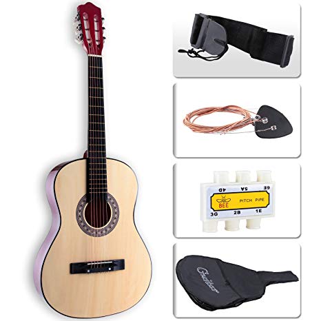 LAGRIMA Beginners Acoustic Guitar w/Guitar Case, Strap, Tuner & Pick Steel Strings (Brown)