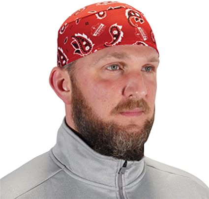 Ergodyne Chill Its 6630 Skull Cap, Lined with Terry Cloth Sweatband, Sweat Wicking, Red Western