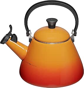 Le Creuset Kone Stove-Top Kettle with Whistle, Suitable for All Hob Types Including Induction, Enamelled Steel, Capacity: 1.6 L, Volcanic, 92000200090000