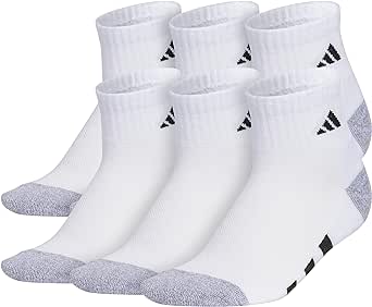 adidas Athletic Cushioned Quarter Socks (6-Pair) for Kids, Boys and Girls, Above The Ankle Fit, Durable Fabric