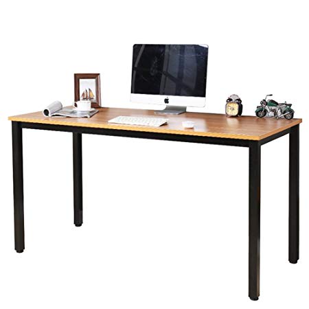 DlandHome Computer Desk 55" Large Gaming Table/Studio Workstation for Home Office, Teak KS3-140TK