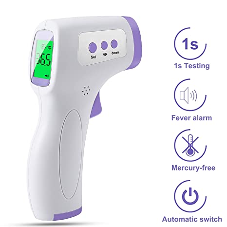 [Fast Delivery] Thermometer for Adults, Non-Contact Infrared Digital Forehead Thermometer, LCD Display, No Touch Accurate Instant Readings Kids Baby (Plain White) (Whit e)