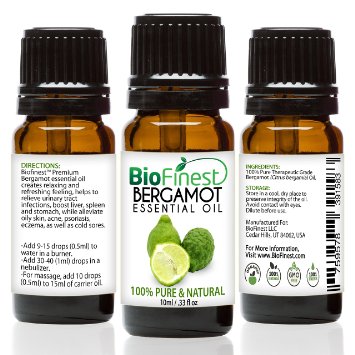 Biofinest Bergamot Essential Oil - 100% Pure Undiluted - Premium Organic - Therapeutic Grade - Best For Aromatherapy - Relieve Cold - Reduce Headache - FREE Essential Oil Guide (10ml)