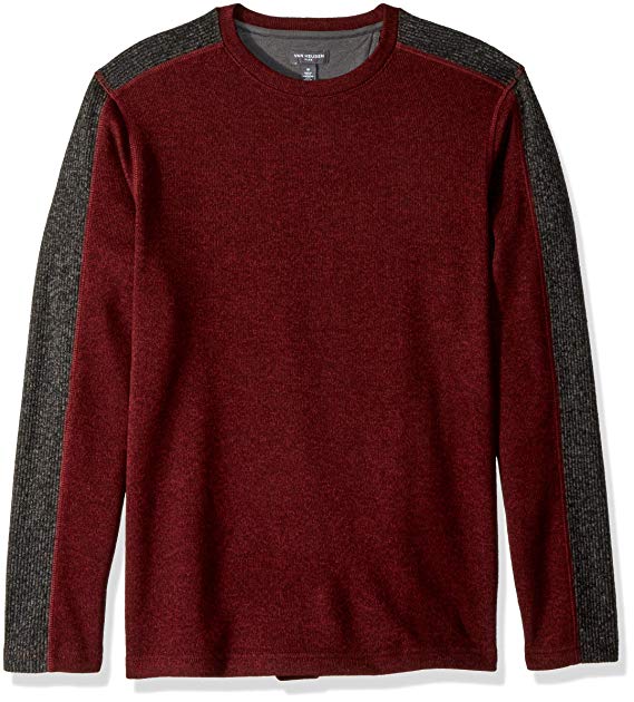 Van Heusen Men's Flex Sweater Fleece Long Sleeve Stretch Crew Neck Pullover