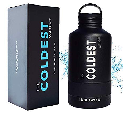 The Coldest Water Bottle 64 oz Wide Mouth Vacuum Insulated Stainless Steel Hydro Travel Mug - Ice Cold Up to 36 Hrs/Hot 13 Hrs Double Walled Flask Strong Cap