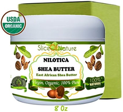 Slice of Nature USDA Certified Organic East African Shea Butter - 100 Genuine Nilotica Shea Butter Raw Unrefined and Pure - Perfect Shea Butter for Hair Natural Shea Butter Lotion Shea Butter Hand Cream or Shea Body Butter 8 oz