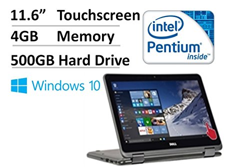 2017 Dell Inspiron 11.6" HD 2-in-1 Convertible Touchscreen Laptop (Tablet), Intel Quad-Core Pentium N3710 up to 2.56GHz, 4GB RAM, 500GB HDD, MaxxAudio, WLAN, Bluetooth, HDMI, Windows 10 (Gray)