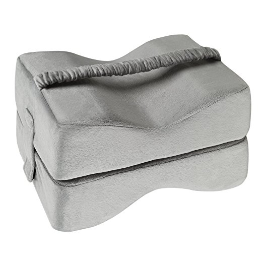 TTLIFE Pain Relief Knee Pillow Orthopedic Knee Pillow Support for Sciatica Relief, Back Pain, Leg Pain, Pregnancy, Hip and Joint Pain - Dual Foam Ultra Pillow with Plush Washable Cover ,Grey Color