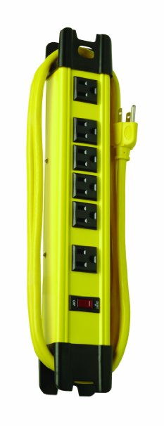 Coleman Cable 04657 6-Outlet Metal Power Strip, Heavy Duty Design, with 15-Feet