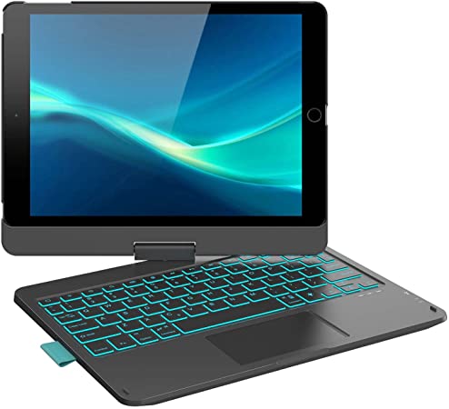 GreenLaw Case with Keyboard for iPad (9th/ 8th/ 7th Generation), 7 Color Backlit, Touchpd Keybord Case with Pencil Slot for iPad 10.2 inch, Air 3, Pro 10.5, Black