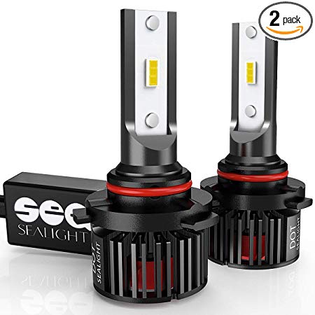 9005/HB3 LED High Beam Headlight Bulbs Conversion Kit, DOT Approved, SEALIGHT X1SS Series 9145/9140/H10 Fog Light Bulbs Super Bright- 12x CSP Chips Xenon White 9600LM 6000K Non-polarity (2 Pack)