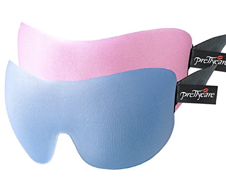 PrettyCare Sleep Mask (New Design - The Most Happiest Colors with 2 Pack) Eye Mask for Sleeping - 3D Contoured Face Mask Silk with Ear Plugs, Travel Pouch - Best Night Eyeshade for Men Women Kids