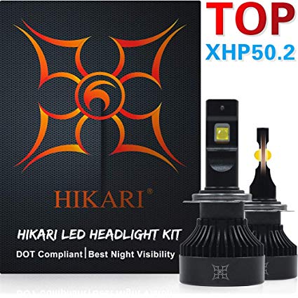 HIKARI H7 LED Headlight Bulbs, +50% Extra Night Visibility, XHP50.2 LED 10000lm 6000K Cool White