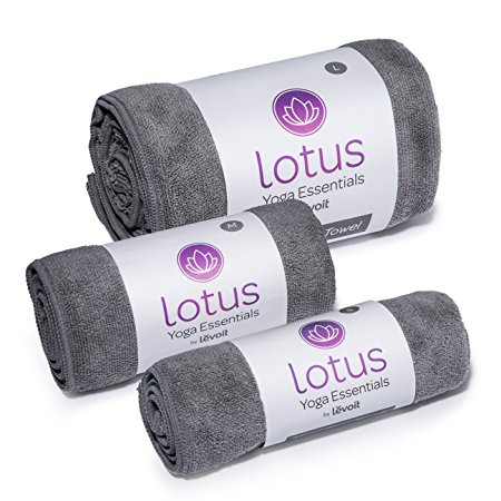 Levoit Lotus Premium Microfiber Hot Yoga Towel Non Slip,Set of 3 -Yoga Mat Towel   Hand Towel   Body Towel,Super Soft,Sweat Absorbent & Fast Dry,Ideal for Hot Yoga,Pilates,Bikram,Sports & More